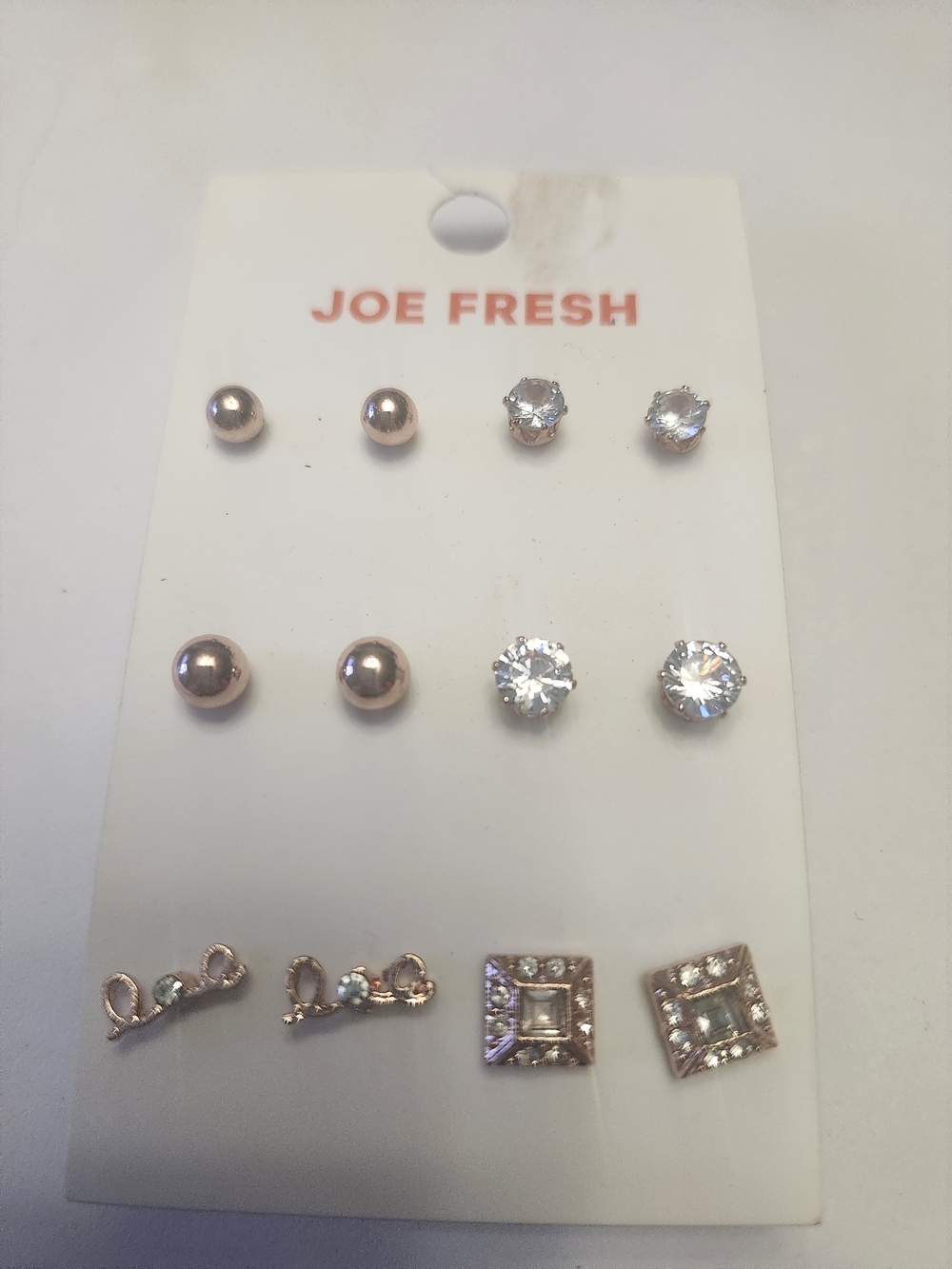 Joe Fresh Rose Gold and Clear Crystal Stud Earring Set